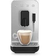 SMEG Fully Automatic Coffee Machine with Steam, Black BCC02BLMUS, Large