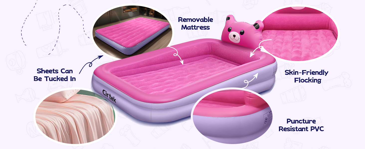 Cirtek ‎Foldable Toddler air Bed Kids Travel Bed Toddler
