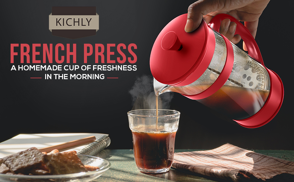 KICHLY 1000ml Cafetiere 8 Cup French Press Coffee Maker, Coffee Press