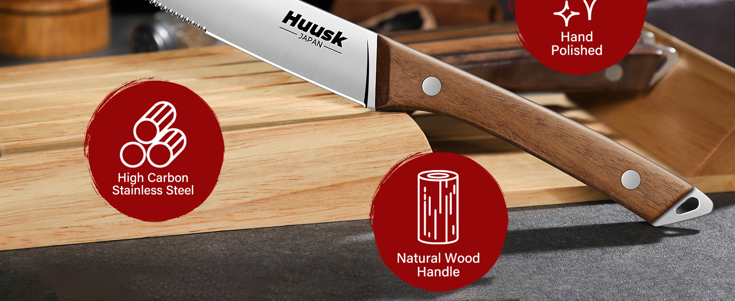 steak knife set with holder