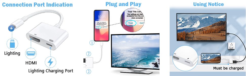 phone hdmi adapter digital av sync screen mirror cord converter pad pod to tv monitors projector