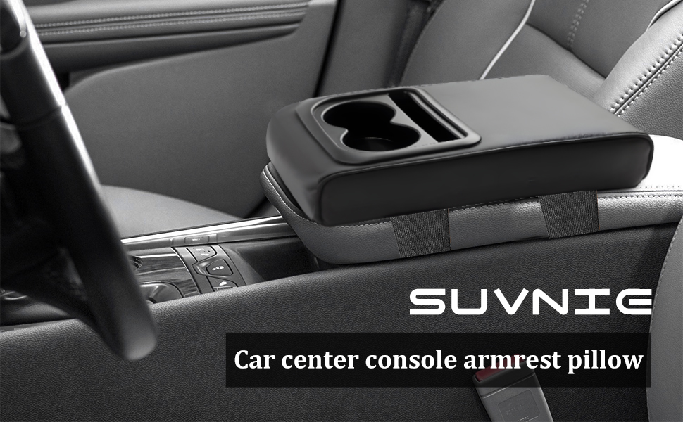 Suvnie Car Center Console Armrest Pillow, Memory Foam Auto Armrest Box Cover with