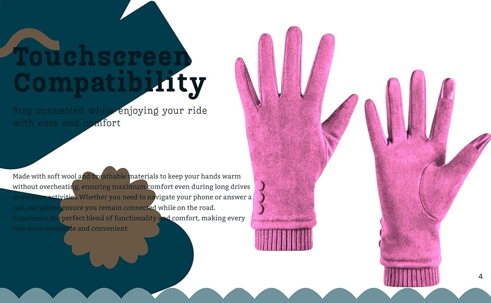 Touch-enabled gloves Cold-proof gloves Button detail gloves