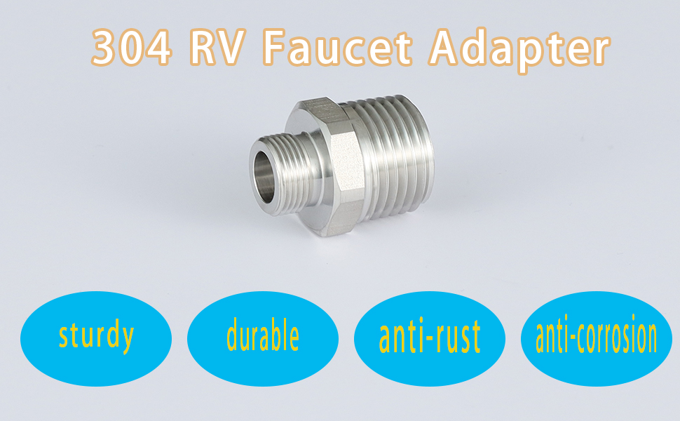 304 RV Faucet Adapter, NPT 1/2 to 3/8 reducer faucet adapter