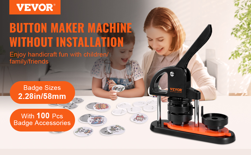 VEVOR Button Maker Machine, 2.28 inch/58mm Pin Maker