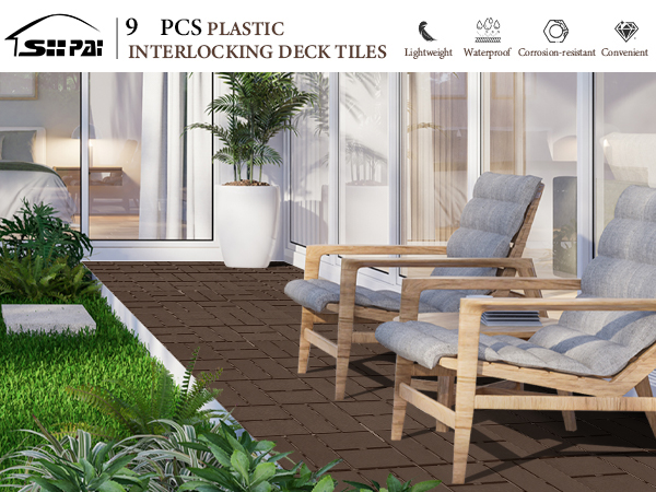 Amazon.com: SHPAI Plastic Interlocking Deck Tiles, 9 Pack