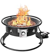 Onlyfire Outdoor Propane Fire Pit 22 Inch Round Portable Gas Fire Bowl with 12Ft Hose and 8.8 Lbs...