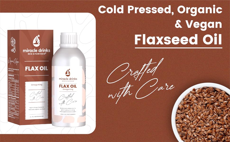 Miracle Drinks Neo Ayurveda Organic Vegan Cold Pressed Flaxseed Oil