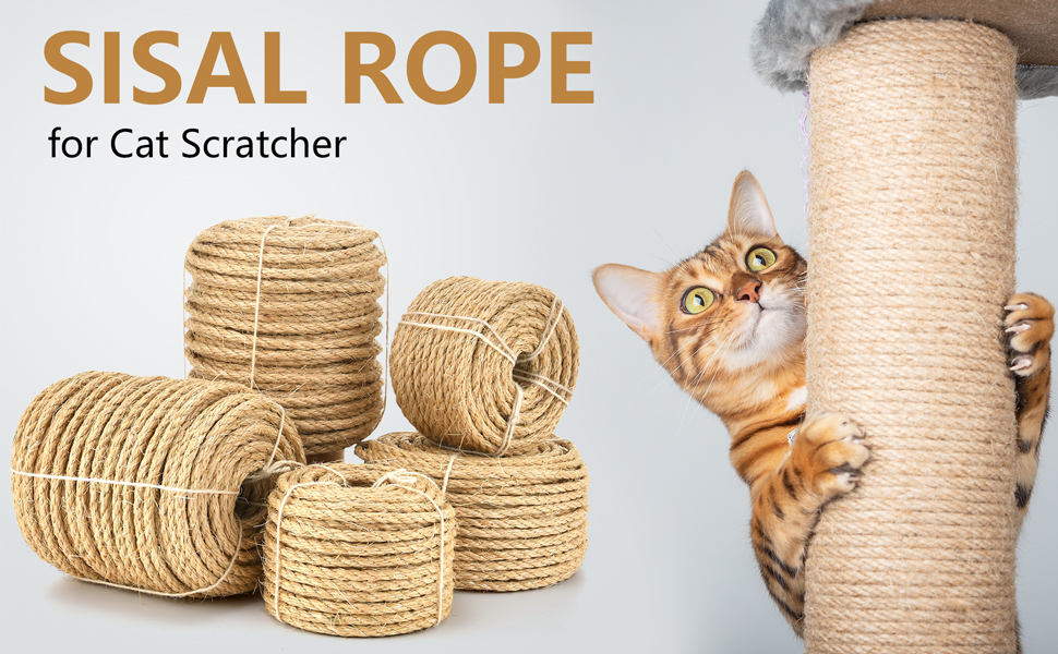 Junxia Sisal Rope for Cats Scratcher 1/4 inch 164 FT