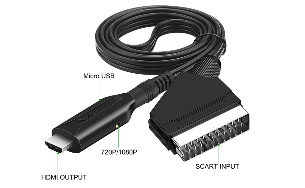 Taekooki Scart to HDMI Converter, SCART to HDMI Cable, Scart to HDMI