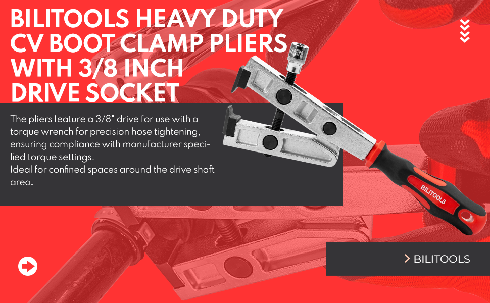 BILITOOLS Heavy Duty CV Boot Clamp Pliers, 3/8" Drive CV