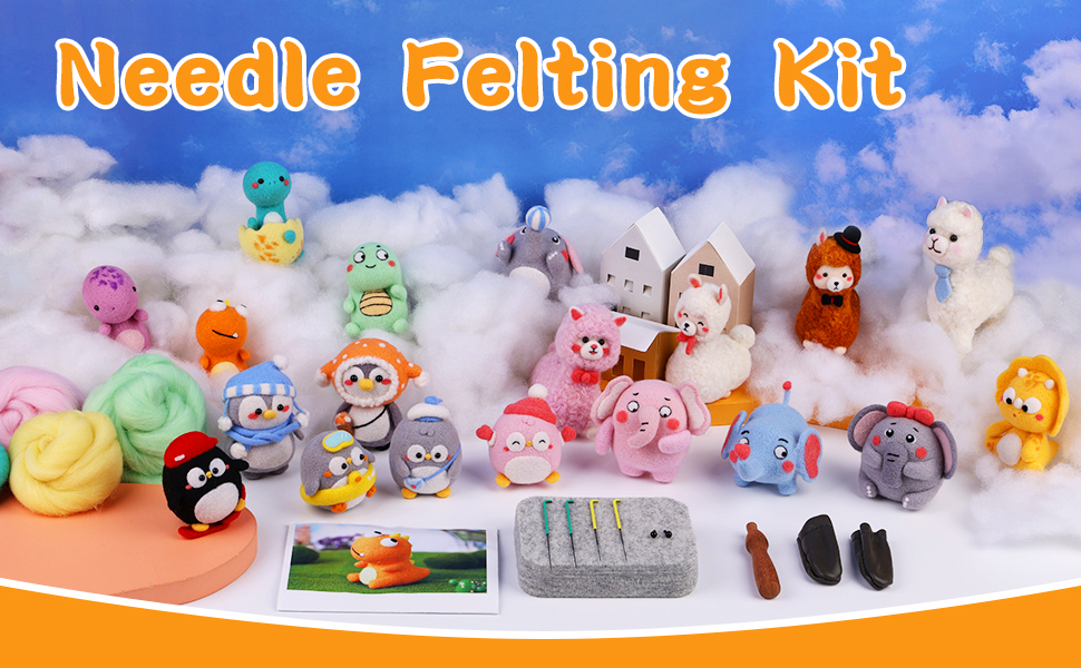 FTEVEN Needle Felting Kit Dinosaur, Needle Felting Kit for