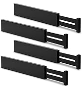 Utoplike 4 pcs Bamboo Kitchen Drawer Dividers Large, Adjustable Black Drawer Organizers, Spring L...