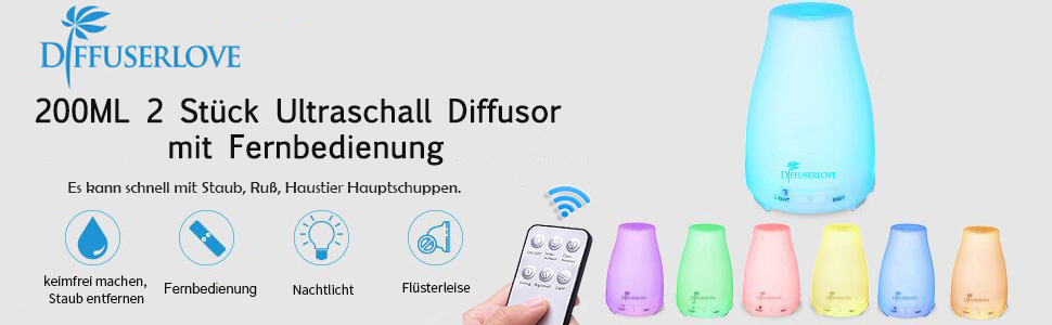 Diffuserlove Luftbefeuchter Aroma Diffuser 200 ml ätherisches Öl ...