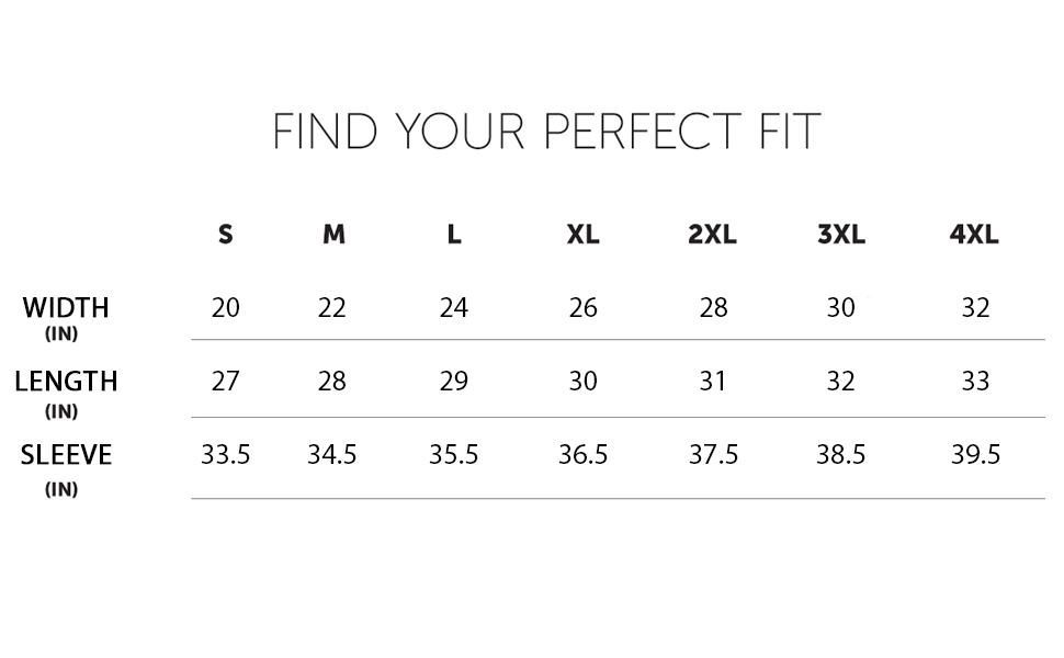 Color and Size Chart