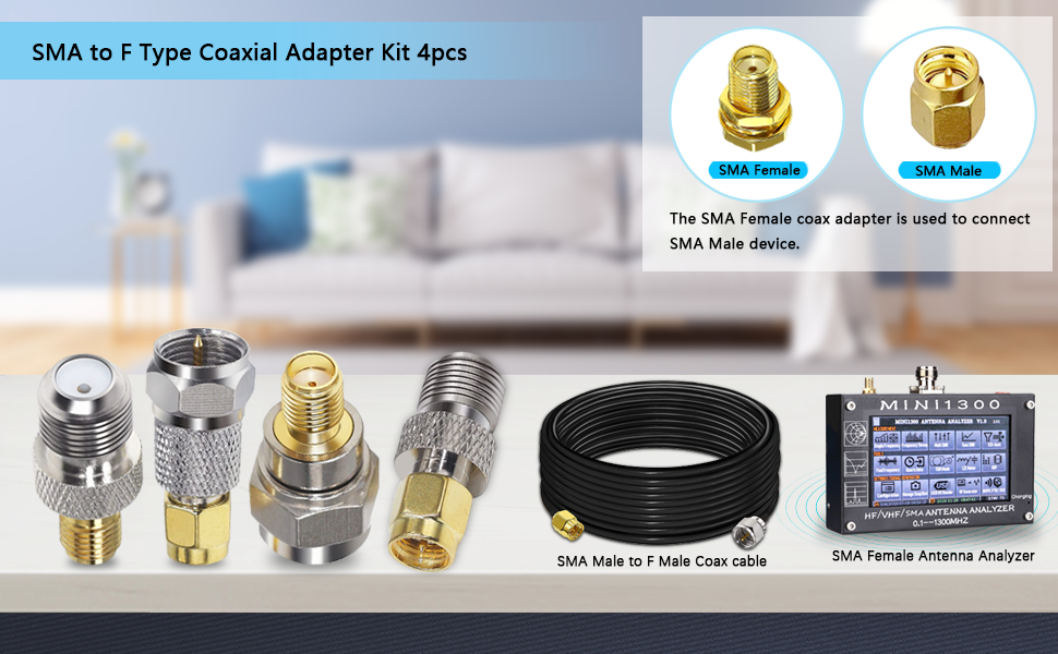 4PCS SMA to F Type Coax Connector, F to SMA Cable Gender