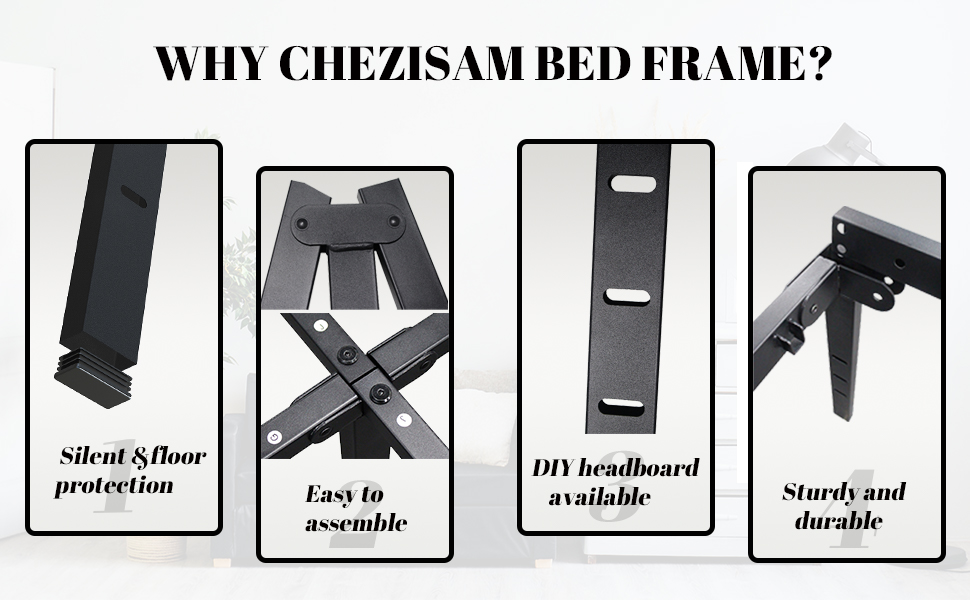 Chezisam King Size Metal Bed Frame 18 "high Heavy Duty
