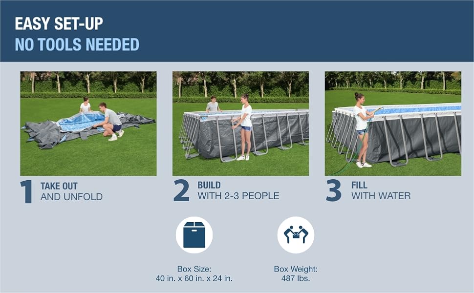 Bestway Power Steel 31'4" x 16' x 52" Rectangular Above Ground Pool Set