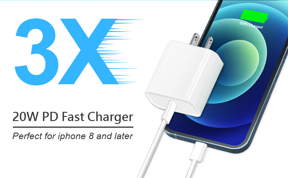 iPhone Charger Fast Charging[Apple MFi Certified] 20W PD USB C Charger Block with