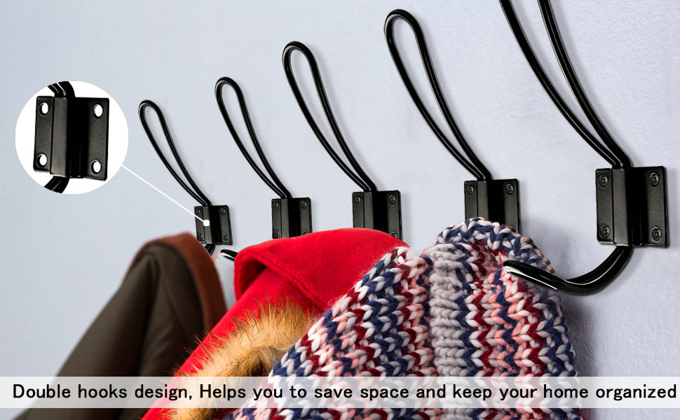 Rustic Entryway Hooks6 Pack Farmhouse Hooks with Metal