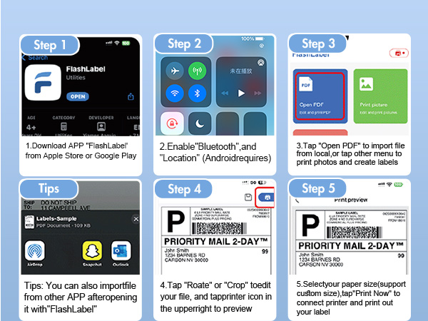 NULLTONEX Bluetooth Thermal Shipping Label Printer Mobile Bluetooth Connection Introduction