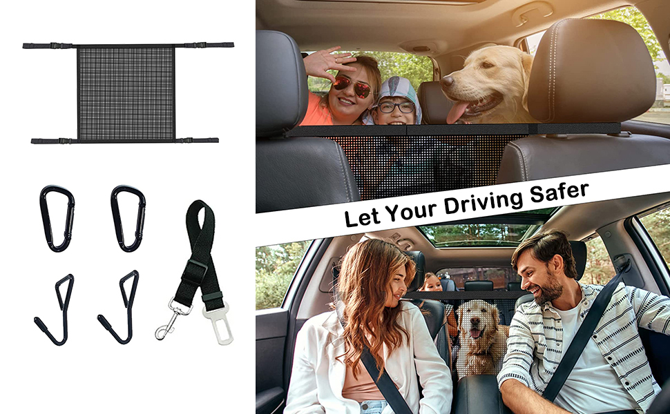 ELE3ST Car Dog Net Barrier, Adjustable Stretchable Obstacle Mesh with