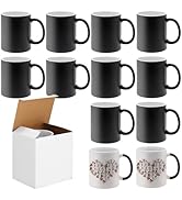 12 Pack Color Changing Coffee Mugs, 11 Oz Sublimation Mug Black Magic Mug, Heat Sensitive Custom ...