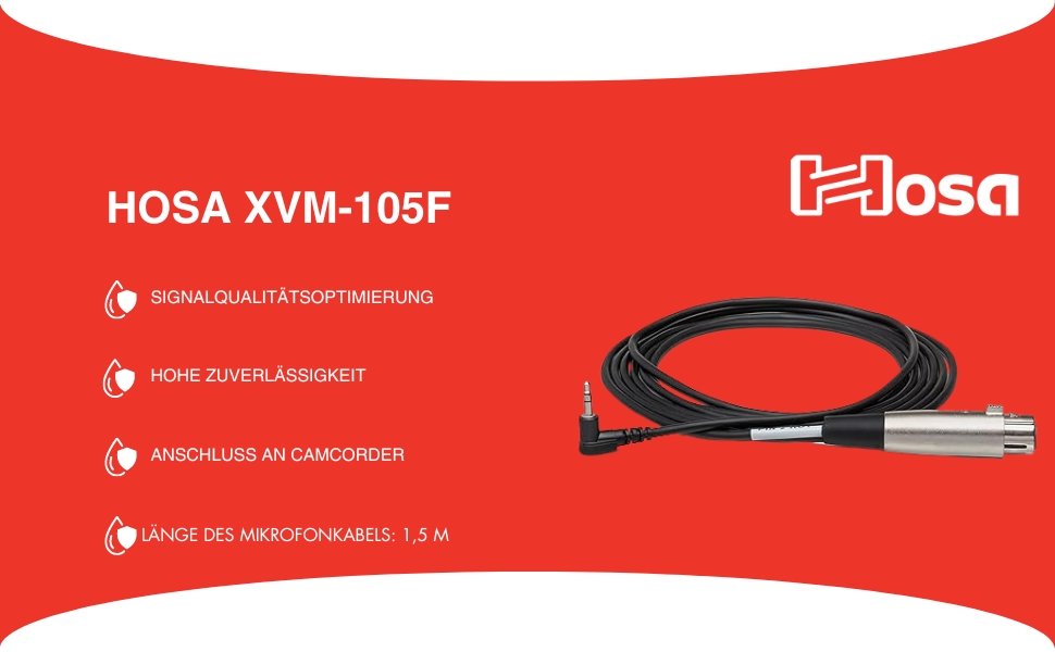 HosaTech XVM105F 5ft XLR3F to Right Angle 3.5mm TRS Microphone Cable