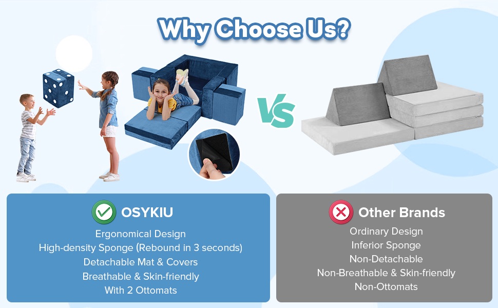 「shushu】KUMA Kids Blanc 2025 Newest Kids Couch Sofa, 7 Pcs Modular Toddler Couch