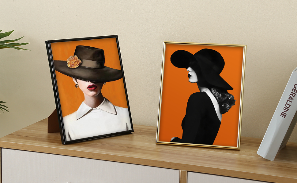 Zemiu 8x10 Aluminum Picture Frame for table, with Mat for