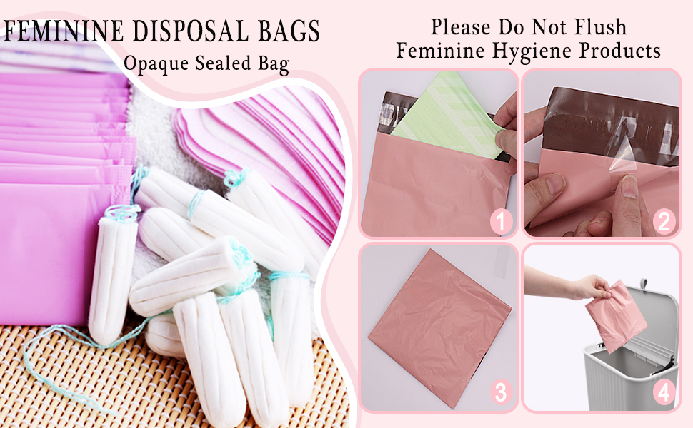 Women Sanitary Disposal Bags Pack of 100,Pink Opaque