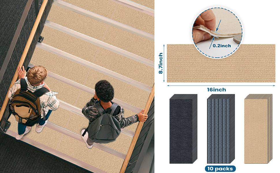 Peel & stick carpet stair Treads