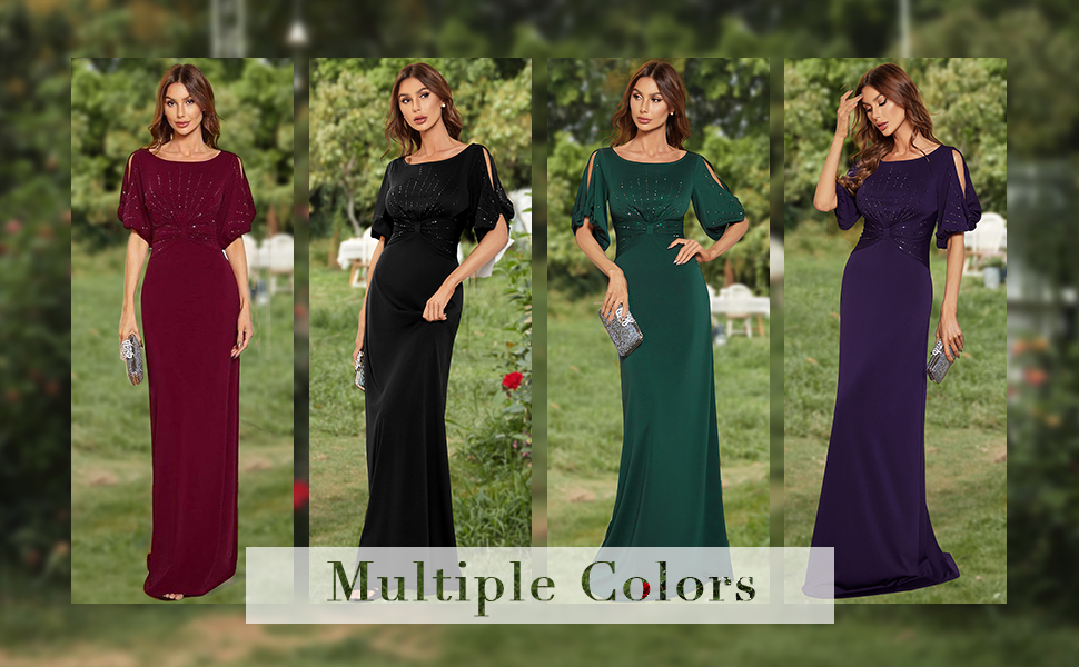 Ever-Pretty Women's Round Neck Bodycon Mermaid Beading Long Formal Dress 0544