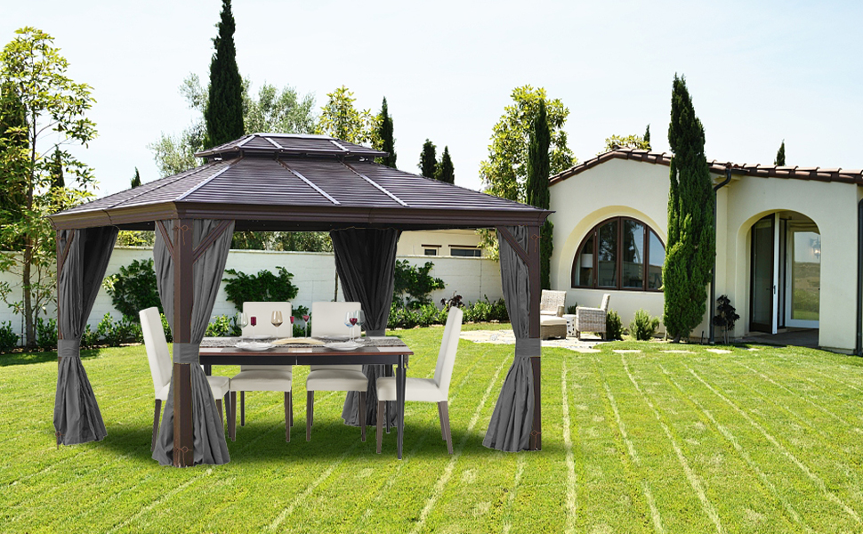 homegroove Gazebo Curtains Outdoor Waterproof 10 * 10ft