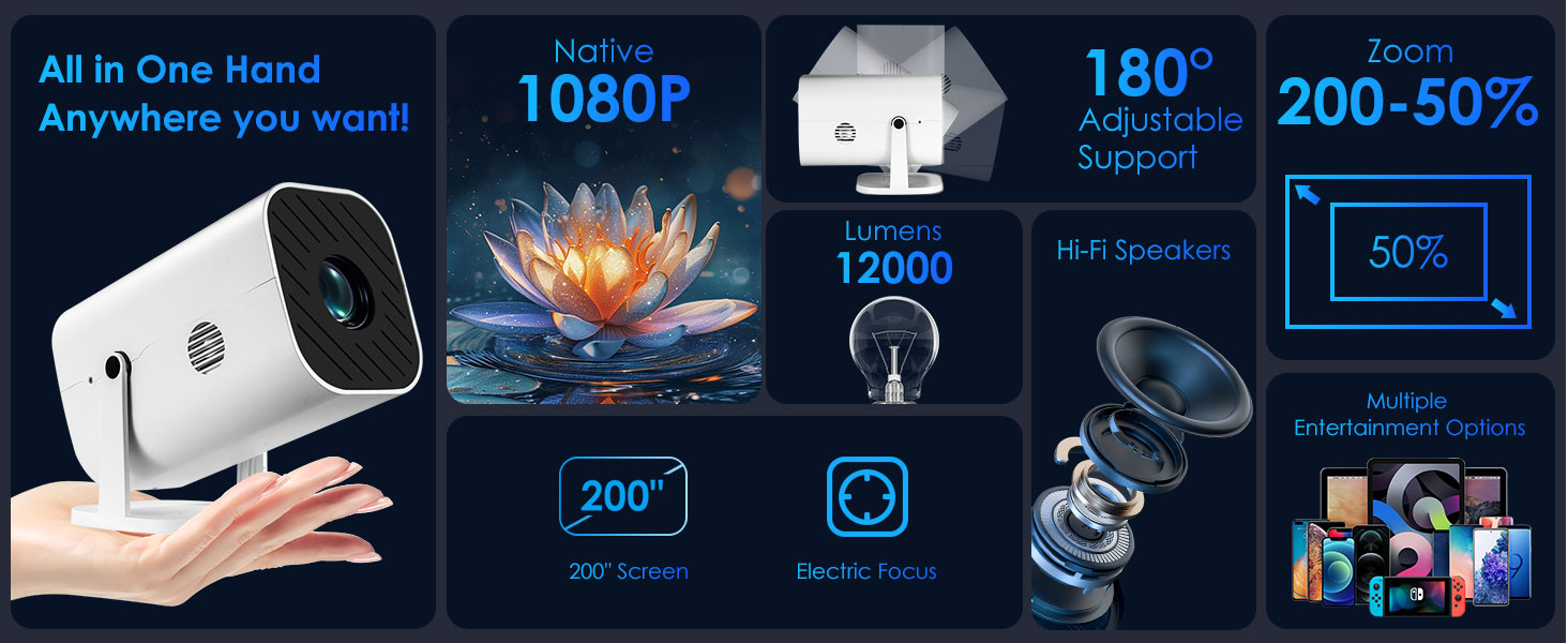 180°Adjustable Stand projector