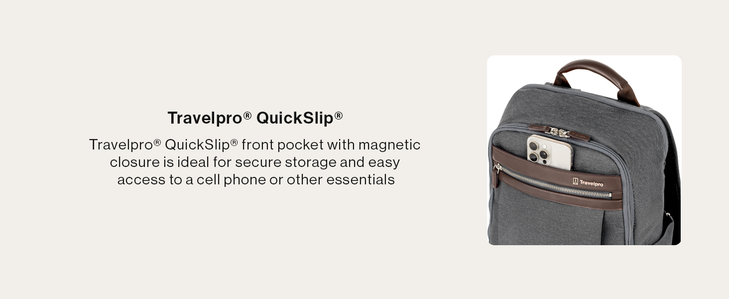 Quickslip front pocket
