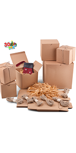30 Pcs Assorted Gift Boxes with Raffia Paper