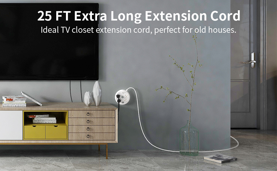 Extra Long Extension Cord 25 ft, NTONPOWER Flat Plug Power