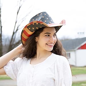 american flag straw cowgirl hat