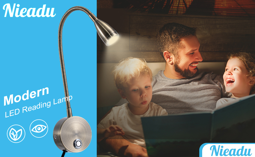 Reading Light for Bed Headboard, Plugin Bedside Lamps for Reading Wall