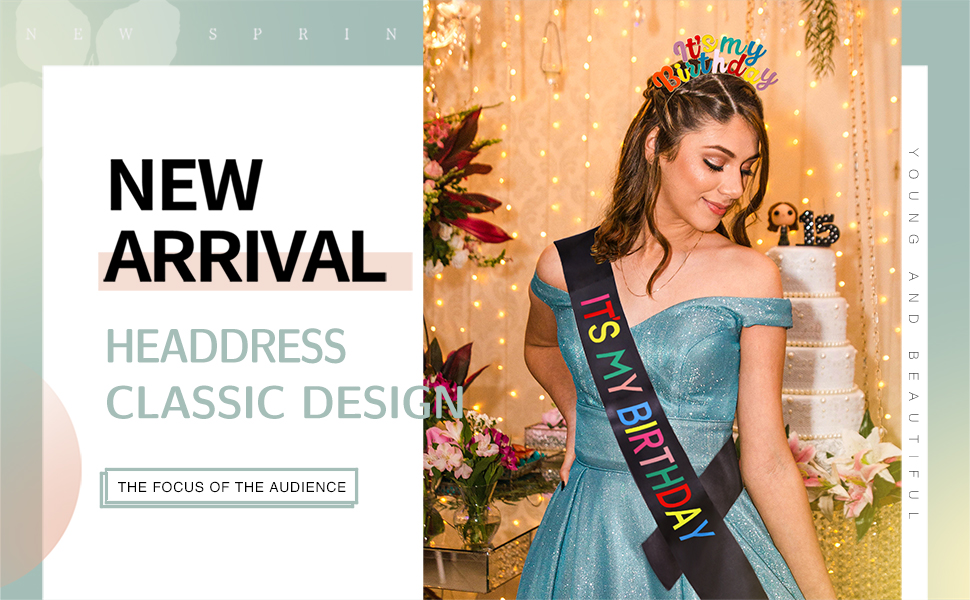 Colorful It's my Birthday Headband Headpiece Sash for Women Hair Band Hair Accessories