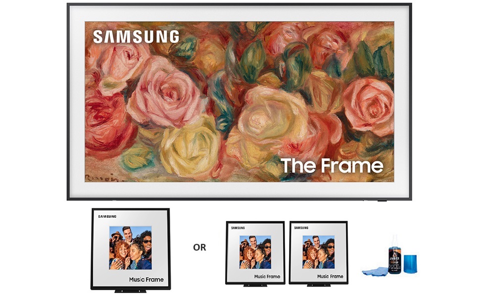 Samsung The Frame TV with Samsung Music Frame and Walts Screen Cleaner