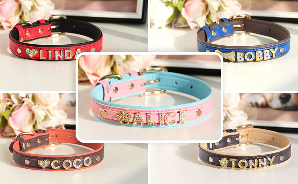 Beirui Personalized Dog Collars with Bling Rhinestone Pet
