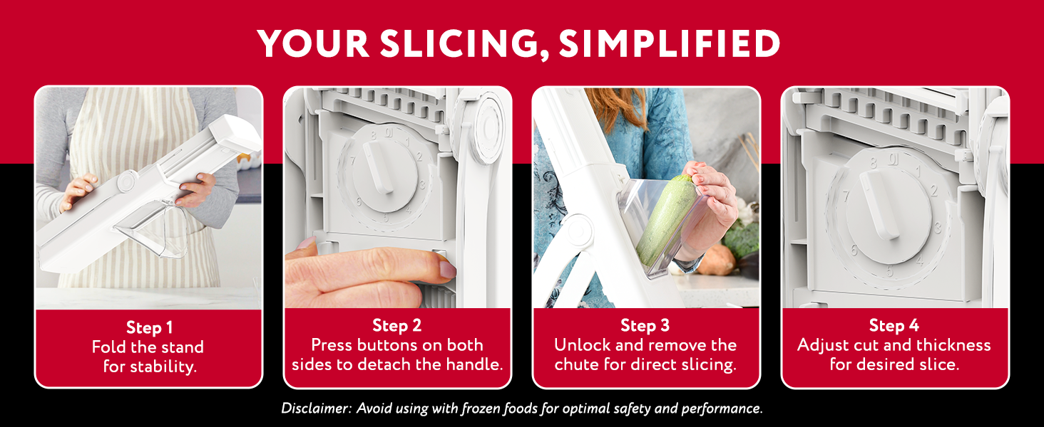 Step by step guide on how to use the vertical mandoline slicer