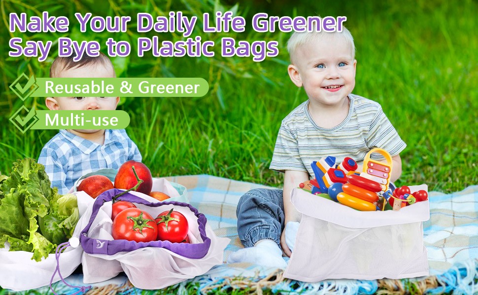 Produce bags reusable mesh produce bags trolley bags