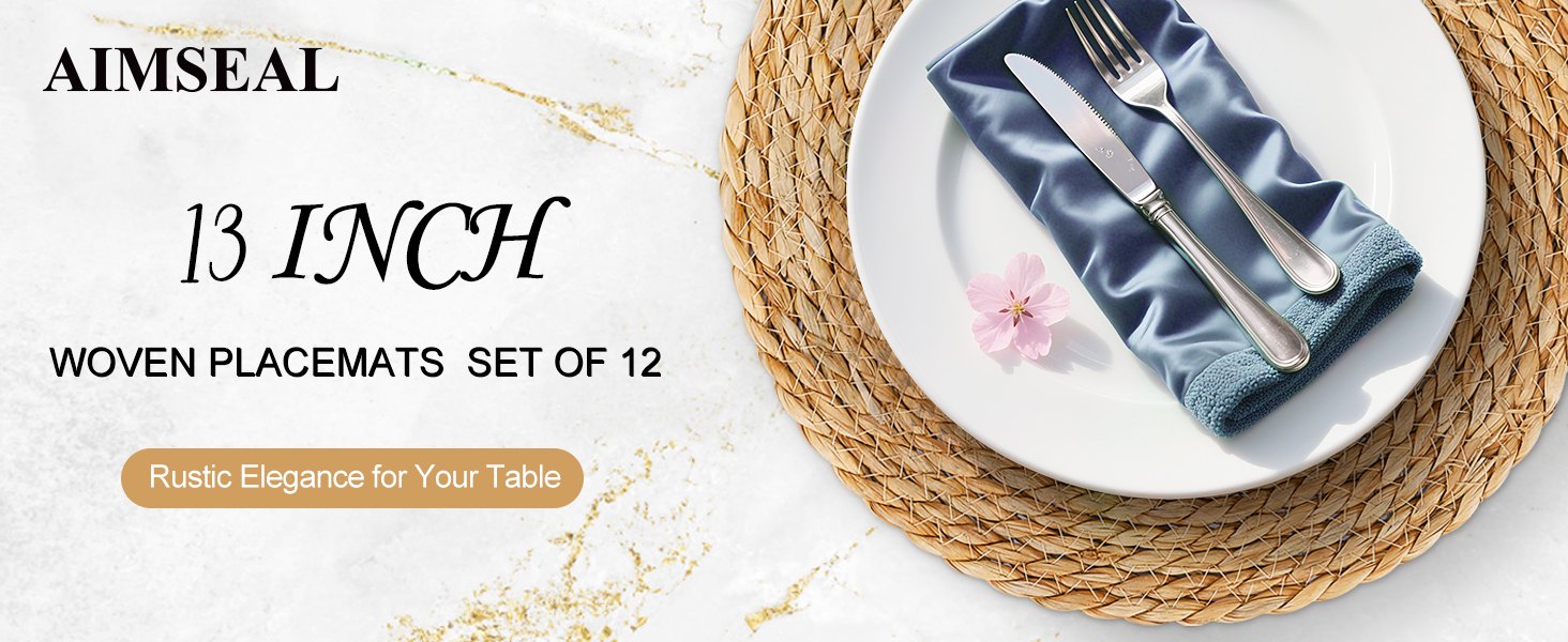 AIMSEAL 13 Inch Woven Placemats Set for Dining Table Decor