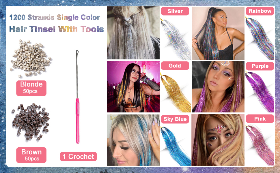 Hair Tinsel Kit with Tools 47Inch Hair Tinsel Heat