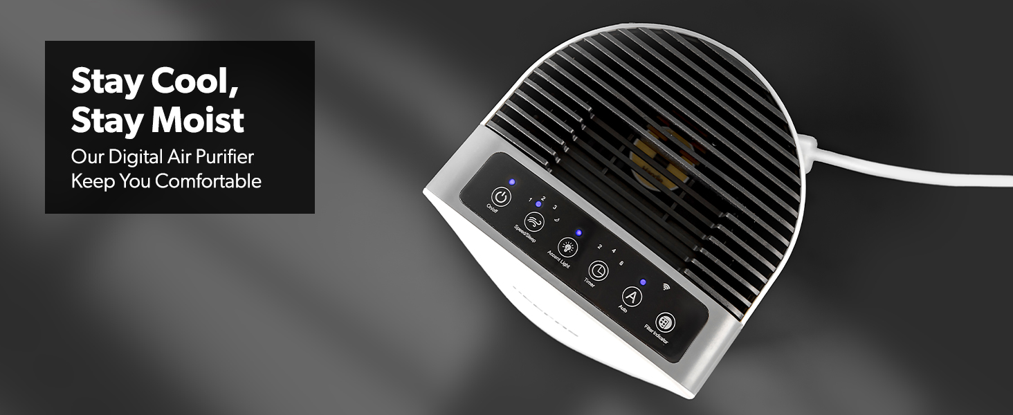 GEEPAS Digital 2-in-1 Air Purifier and Humidifier for Home Bedroom