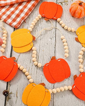 Pumpkins Wood Bead Garland