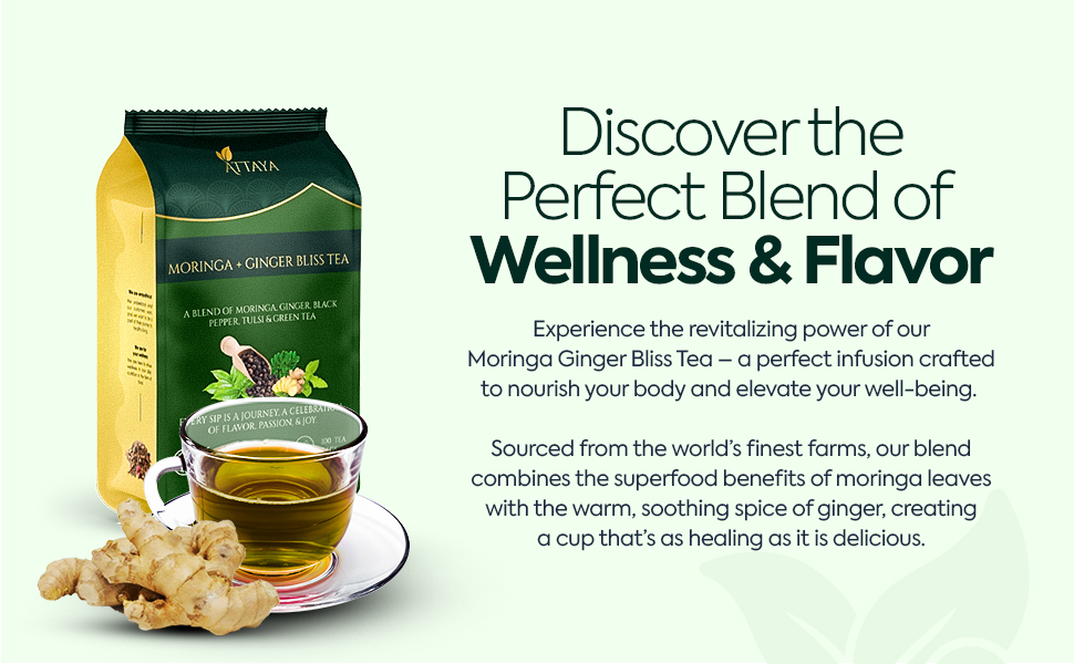 hot ginger tea; loose ginger tea; green ginger tea; moringa tree tea; ginger brew; moringa drink